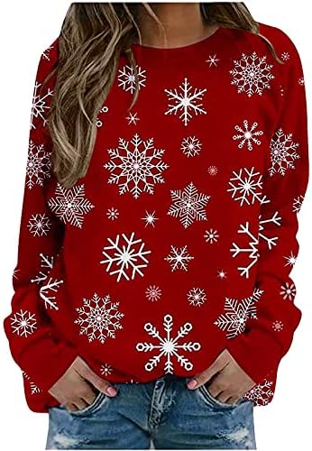 חג המולד חולצות לנשים לעבות חם בסתיו ובחורף סוודרים יומיומי שרוול ארוך צוואר צוות סרוגה חולצות סוודר