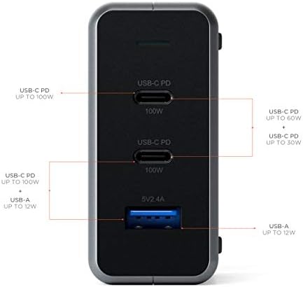 Satechi 100W USB-C משטרת קומפקטי גן מטען רב עוצמה – גן טק – תואם עם 2021 MacBook Pro M1, 2020-MacBook Air M1, 2021-iPad