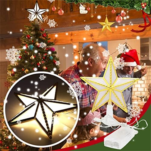 כוכב עץ חג המולד טופר מואר עם זוהר אורות חג מולד קישוט העץ אור הכתר עץ חג המולד (לבן)