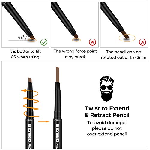 זקן עיפרון מילוי Pack 2 עבור גברים זקן אחידה, זקן מילוי העיפרון עבור גימור טבעי אחיד שיער פנים (חום בהיר)