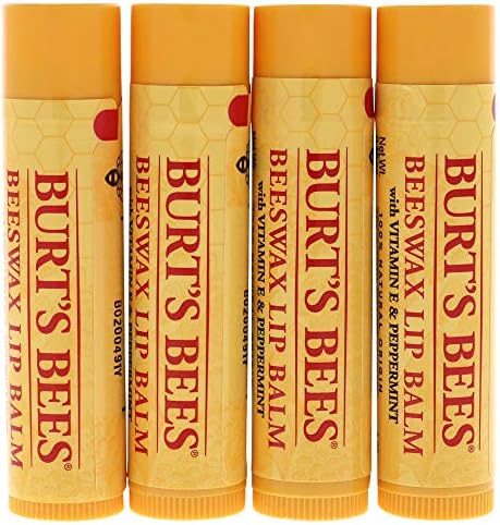 ברט דבורים, שעוות דבורים ראשים קלאסי שפתון מתנה סט, טבעי במקורו, 4 לחות שפתונים, מקורי שעוות דבורים