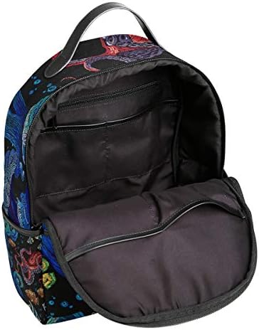 ANINILY תרמיל לנשים, רקמה תמנון, דגים טרופיים המכללה שקיות נשים תיק כתף Daypack Bookbags תיק נסיעות