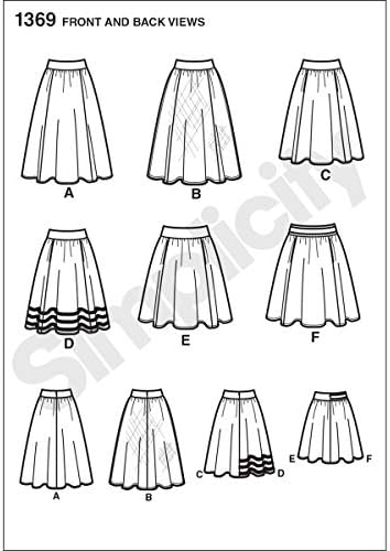 פשטות 1369 נשים חצאית תפירה דפוס, מידות 6-14