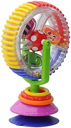 HappyF מסתובב גלגל ענק צעצוע,בעיצוב ייחודי Multi-צבע צעצוע רעשן תינוקות,התפתחות מוקדמת צעצוע עם כוס יניקה,מתאים העגלה