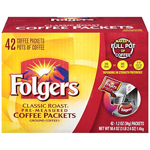 Folgers קלאסי צלי קפה טחון מנות (1.2 עוץ, 42 סי. טי.) (חבילה של 2)