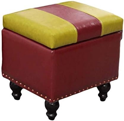 GDBSS רגל על שרפרף, כיסא, שולחן קפה, אחסון החזה, עכשווית יותר, דמוי עור (צבע : אדום)