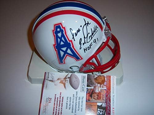 ארל קמפבל אוילרס יוסטון Hof 91,טקסס האחרון הצדק/coa חתם מיני - הקסדה חתום NFL מיני קסדות