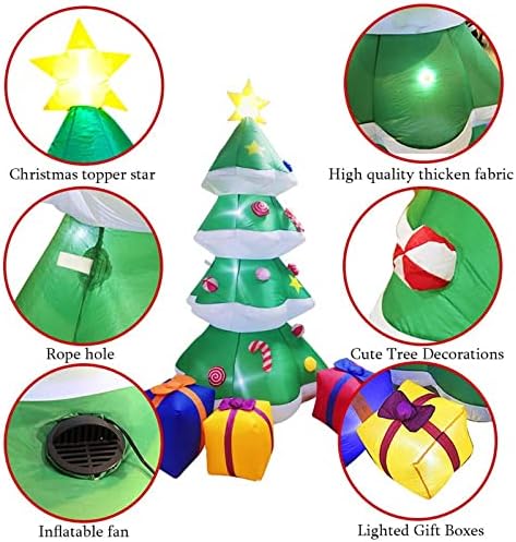 Sdmcdamzzy חג המולד מתנפחים קישוטי עץ עם אורות LED מובנה ו-3 קופסות מתנת חג המולד מסיבת החג יסודות מקורה חיצוני
