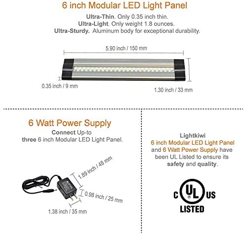 Lightkiwi K4224 6 אינץ ' לבן קר מודולרי LED תחת תאורה Cabinet - פרימיום ערכת (3 פנלים)